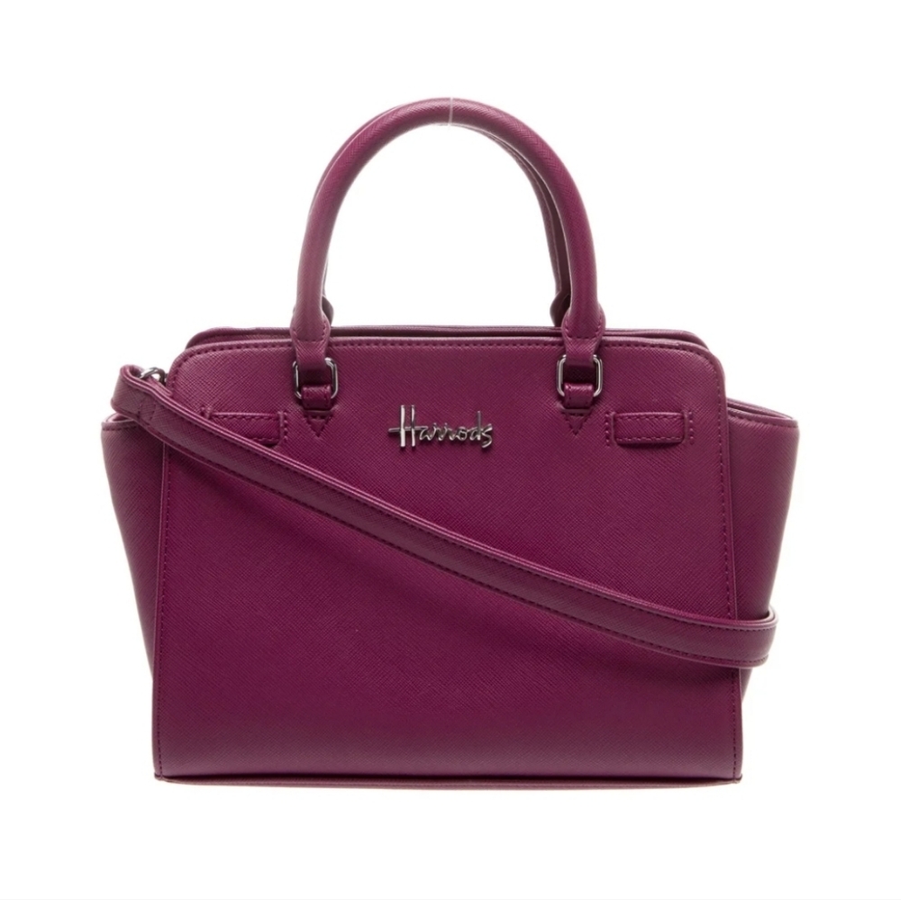 Harrods of London Authentic Saffiano Leather Top Handle Bag